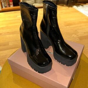 MIU MIU Women Patent Leather Ankle Boots